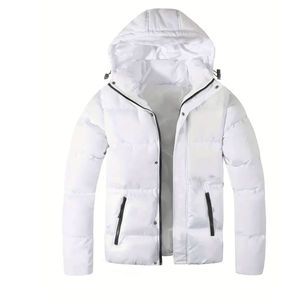 Chaqueta de burbujas de invierno de lona con capucha personalizada para hombres con bolsillos impermeable ecológico de alta calidad - Product Image 1