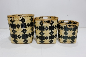 Cesta de bambú tejida a mano de Artex Dong Thap Factory, Juego de 3 colores de mezcla de fondo cuadrado superior redondo para decoración de almacenamiento en el hogar - Product Image 2