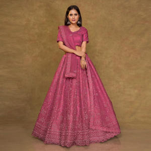 Opulent Net Lehenga Choli Highlighting Fine Surface Embroidery, Fluid Volume Silhouette, Ornamental Hem <b>Detail</b> - Product Image 3