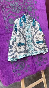 White suzani Embroidered Jacket Boho Floral Art Coat Floral Suzani Jacket <b>Unique</b> <b>Gift</b> <b>For</b> <b>Her</b> - Product Image 4
