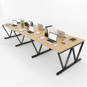 VBamboo 6-Piece Cluster <b>Workstation</b> 360x120cm Luxury Minimalist L-Shaped Office Furniture Assembly Required for Bedroom Use - Product Image 1