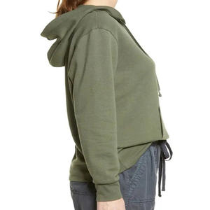 เสื้อฮู้ดผ้าฝ้ายเรียบแบบโอเวอร์ไซส์สำหรับผู้หญิง รับสกรีนลายปัก เสื้อฮู้ดผู้หญิงดีไซน์ใหม่ ระบายอากาศได้ดี - Product Image 3