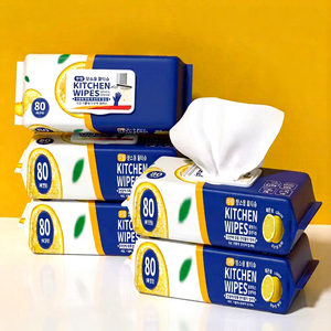 Lingettes de cuisine Uniquality, 80 feuilles, parfum citron, dégraissant, lingettes nettoyantes pour la maison et la restauration - Product Image 1