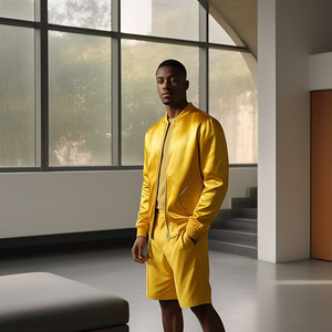 Manteau de veste en satin à fermeture éclair à col rond OEM Blouson en satin à la mode de haute qualité - Product Image 6