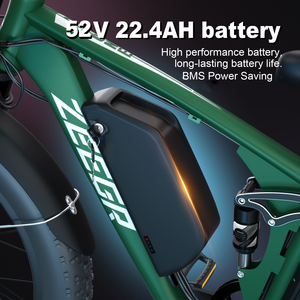 Vélo électrique tout-terrain 2000W à double moteur, pneus larges 26 pouces, batterie lithium 52V/22.4Ah, freins à disque - Product Image 3