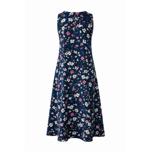 เดรสผ้าฝ้ายพิมพ์ลายดอกไม้สีสันสดใส ทรงเอ ไร้แขน ระบายอากาศได้ดี ความยาวปานกลาง ไซส์ XS ตัดเย็บแบบเว้าไหล่ ดีไซน์หรูหรา สไตล์ลำลองสำหรับฤดูร้อน - Product Image 1