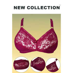 Sujetador de algodón de punto de lujo granate sin relleno con malla suave Sujetadores cómodos de categoría de producto - Product Image 2