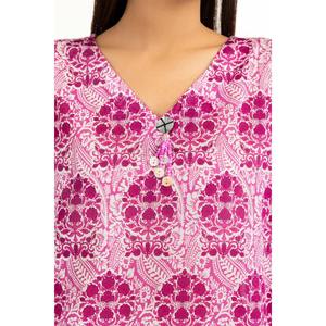 Conjunto de 3 Piezas de Chifón Estampado Morado Informal para Mujer, Primavera/Verano, Conjunto de 2 Piezas con Pantalones Cortos por Encima de la Rodilla - Product Image 3
