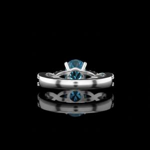 Anillo de Compromiso con Engaste de Canal, Corte Ovalado, Topacio Azul, Certificado por Terceros, Unisex, Aniversario de Bodas, Minimalista, 925 - Product Image 3