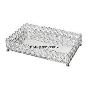 Aluminum Casted Silver Color Finishing Shiny Polished Attractive Look Frame Hotel & Restaurants Table Centerpiece <b>Mirror</b> <b>Tray</b> - Product Image 2