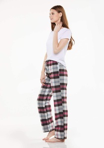 Pantalones de Pijama de Franela a Cuadros Unisex Personalizados, Ligeros, de Mezcla de Algodón, para Dormir en Verano/Primavera, con Cierre de Cordón para Mujer - Product Image 5