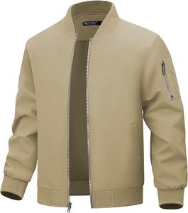 Chaqueta Bomber de satén informal de primavera para hombre, chaqueta universitaria atlética transpirable impermeable con cierre de cremallera de algodón 100% - Product Image 4