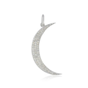 Pave Diamond 925 Sterling Silver Crescent Moon Charm Bijoux pendentifs fins faits à la main - Product Image 1