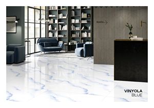 Azulejos de Porcelana Esmaltada de Diseño Italiano Moderno, 600x1200 mm, Azul Vinyola, Brillante, Antideslizante, Antibacteriano, Resistente al Desgaste, para Habitaciones - Product Image 3