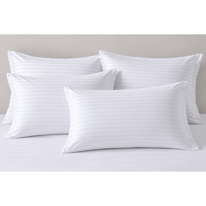 <b>White</b> Cotton Striped Satin Oxford Pillowcase 50x70+5 cm 210TC Hotel Quality - Product Image 4