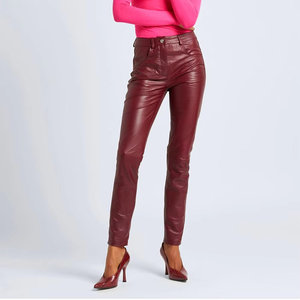 Casual Unisex Genuine Leather Regular Fit <b>Trousers</b> Elastic Waist High Quality Windproof Streetwear Style <b>Winter</b> <b>for</b> Men <b>Women</b> - Product Image 3