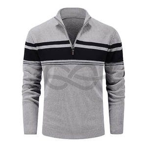 Jersey térmico de lana para hombre, suéter con cremallera de cuarto, Sudadera ligera de manga larga, cómodo Polo de invierno frío - Product Image 1