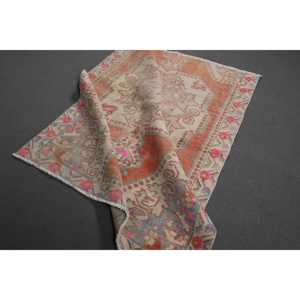 Turkish Vintage Rug 4.4x5.5 ft, <b>Brown</b> Bordered <b>Wool</b> Rug - Product Image 4