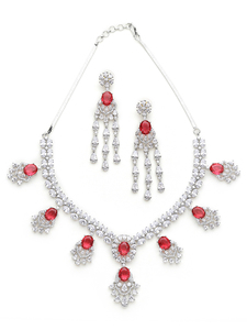 Elegante conjunto de collar nupcial AD para mujer con pendientes a juego disponibles a precios de exportación desde la India - Product Image 5