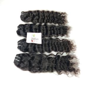 Extensions de cheveux humains indiens naturels, 100% non traités, double trame, cuticules alignées, couleur noire, tissage naturel, ondulées, noires - Product Image 5