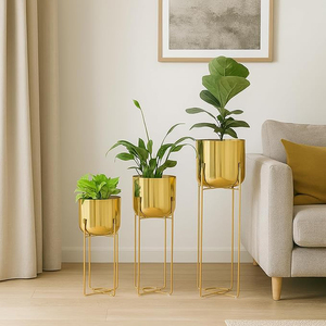 Soporte Redondo para Flores con Acabado Dorado Brillante, Tamaño Personalizado, Macetero para Flores Artificiales, Uso en Interiores, Decoración del Hogar - Product Image 1