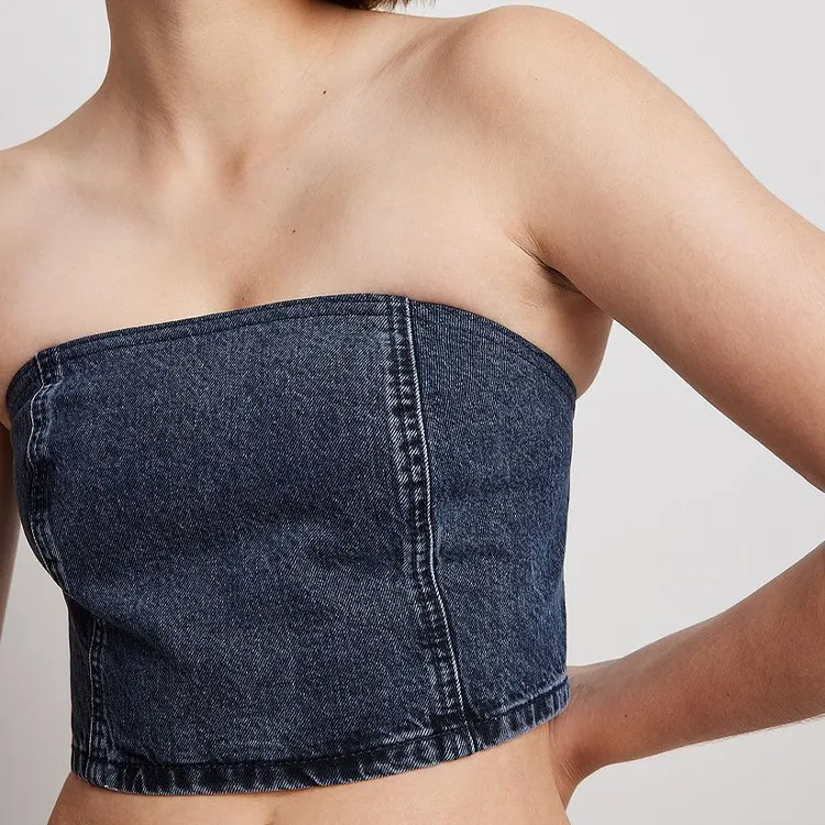 Новые модные женские джинсовые укороченные топы без рукавов по индивидуальному заказу, Джинсовый корсет, женский джинсовый топ