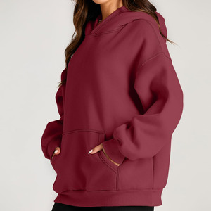 Sweats à capuche pour femmes décontractés brodés à impression personnalisée Sweatshirts 100% coton Streetwear Sweats à capuche d'automne tissés surdimensionnés et écologiques - Product Image 3
