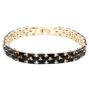 Pulsera de tenis chapada en oro de 7 pulgadas y 13 mm de ancho con cristales CZ de corte esmeralda, accesorio de joyería de moda para mujer - Product Image 6