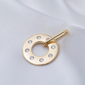 Pendentif rond creux en zircon blanc, vente en gros, fabrication artisanale turque, bijoux en argent sterling 925 - Product Image 3