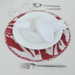 Best Classic Style Red & White Tableware Decorative <b>Placemats</b> Glass <b>Beads</b> for Parties & Other Functions Designed Theme Design - Product Image 2