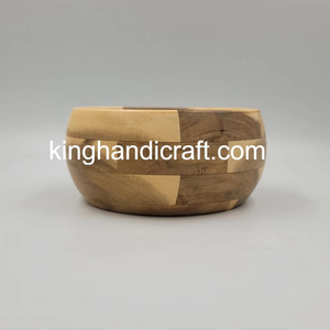 Cuenco grande de madera de acacia D15xH7cm | Cuenco para servir frutas y ensaladas de madera hecho a mano | Vajilla de cocina natural rústica - Product Image 6