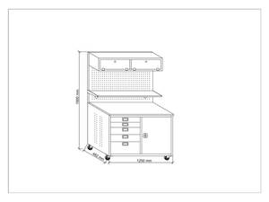โต๊ะทำงานเคลื่อนที่สำหรับงานหนักแบบ OEM พร้อมตู้เก็บของเหนือศีรษะ แผงเพ็กบอร์ด และลิ้นชักเก็บของสำหรับจัดเก็บเครื่องมือในโรงงาน - Product Image 5