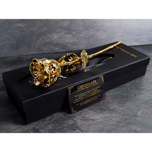 Elegante Rosa Bañada en Oro de 24k con Caja de Terciopelo Rojo y Soporte en Forma de Corazón, Regalo para Aniversario, Día de San Valentín, Día de la Madre - Product Image 5