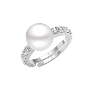 Anillos de Plata de Ley 925 de Primera Calidad para Mujer, Chapados en Rodio con Circonita y Perla para Bodas - Product Image 1