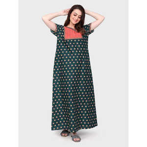 Evolove Camisón Largo Informal de Algodón para Mujer, Estampado, de Manga Corta, con Bolsillo Lateral, Tejido Suave, Talla XS - Product Image 5