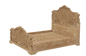 Muebles de Madera de Java, Madera de Teca Maciza Hecha a Mano, Estilo Contemporáneo Rústico, Estructura de Cama de Plataforma Estilo Campestre Francés |   Talla a Mano Ecológica - Product Image 4