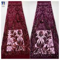 Tissu en dentelle à sequins de champagne de luxe et coûteux YX1293, tissu en dentelle à sequins brillants de haute qualité pour robe de soirée, tissu en dentelle à sequins pour femme