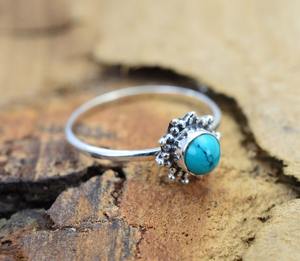 Bague pour homme en argent sterling 925, style bohème, sertie d'une pierre précieuse turquoise, tendance, faite à la main, cadeau idéal pour les fêtes et pour les personnes chères - Product Image 4