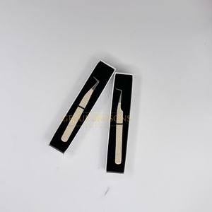Pinzas para extensión de pestañas con punta de fibra y recubrimiento en polvo nude, con agarre de diamante curvado, para pestañas de 90 grados y volumen de 90 grados, instrumentos de belleza - Product Image 3