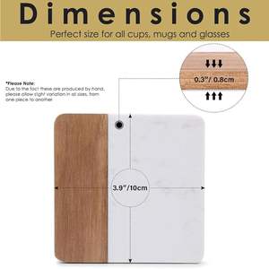 Gorgeous Acacia Wooden and Marble <b>Coaster</b> Classic Style Square <b>Ceramic</b> Handicraft Natural Wood Material - Product Image 4