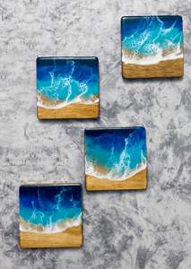 Juego de Posavasos de Resina y Madera Clásicos, Duraderos y Personalizados, Hechos a Mano con Epoxi, para Café, Té, Bar, Hotel, Hogar, Promocionales - Product Image 2