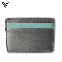 Dompet Tipis Unisex Dual Tone Anti-RFID dari Kulit PU Tahan Lama, Tempat Kartu dengan Penutup Terbuka, Panjang Pendek, Bahan Drill Cloth