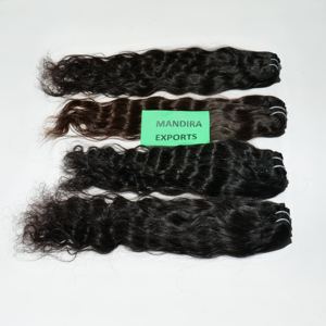 Vente en gros 100% naturel noir couleur indien Remy cheveux faisceaux Machine Double trame ondulé vague d'eau non transformé brut vierge humain - Product Image 2