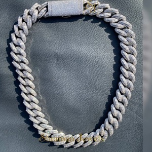 Luxury High Shine <b>VVS</b> Cuban <b>Chain</b> 16mm 20mm Iced Links Durable Statement Piece Diamond Jewelry Findings Components 925 Silver - Product Image 2