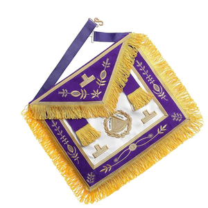 Tablier de maître maçonnique Grand Passé Tabliers de franc-maçon en velours violet brodé d'or - Product Image 5