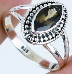Anillo de Plata de Ley 925 Hecho a Mano con Engaste de Bisel y Baño de Plata Vintage, con Gema Natural Ahumada de Moda para Bodas y Fiestas - Product Image 4
