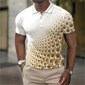 Nouveau polo pour hommes 2023 été rayures à manches courtes t-shirts décontracté affaires bouton hauts t-shirt mode polos homme vêtements - Product Image 2