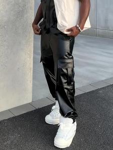 Pantalones de Cuero de Alta Calidad, Corte Regular, para Hombre, Cómodos, Duraderos, Suaves, Estilo Motero, Transpirables, Ecológicos, Rectos - Product Image 5