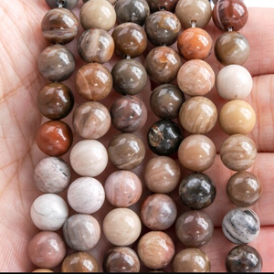 Perles de pierre, perles de jaspe pétrifié, collier de pierres précieuses lisses, pierres de guérison, cristal naturel, grossiste - Product Image 5