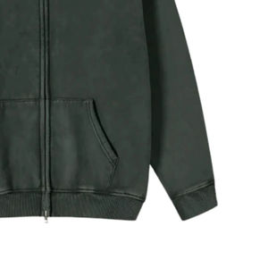 Proveedor de Ropa OEM, Sudaderas con Capucha y Cremallera Estilo Vintage con Lavado Ácido, Ropa Urbana Holgada con Diseño de Parches Bordados, 100% Algodón, Invierno - Product Image 3
